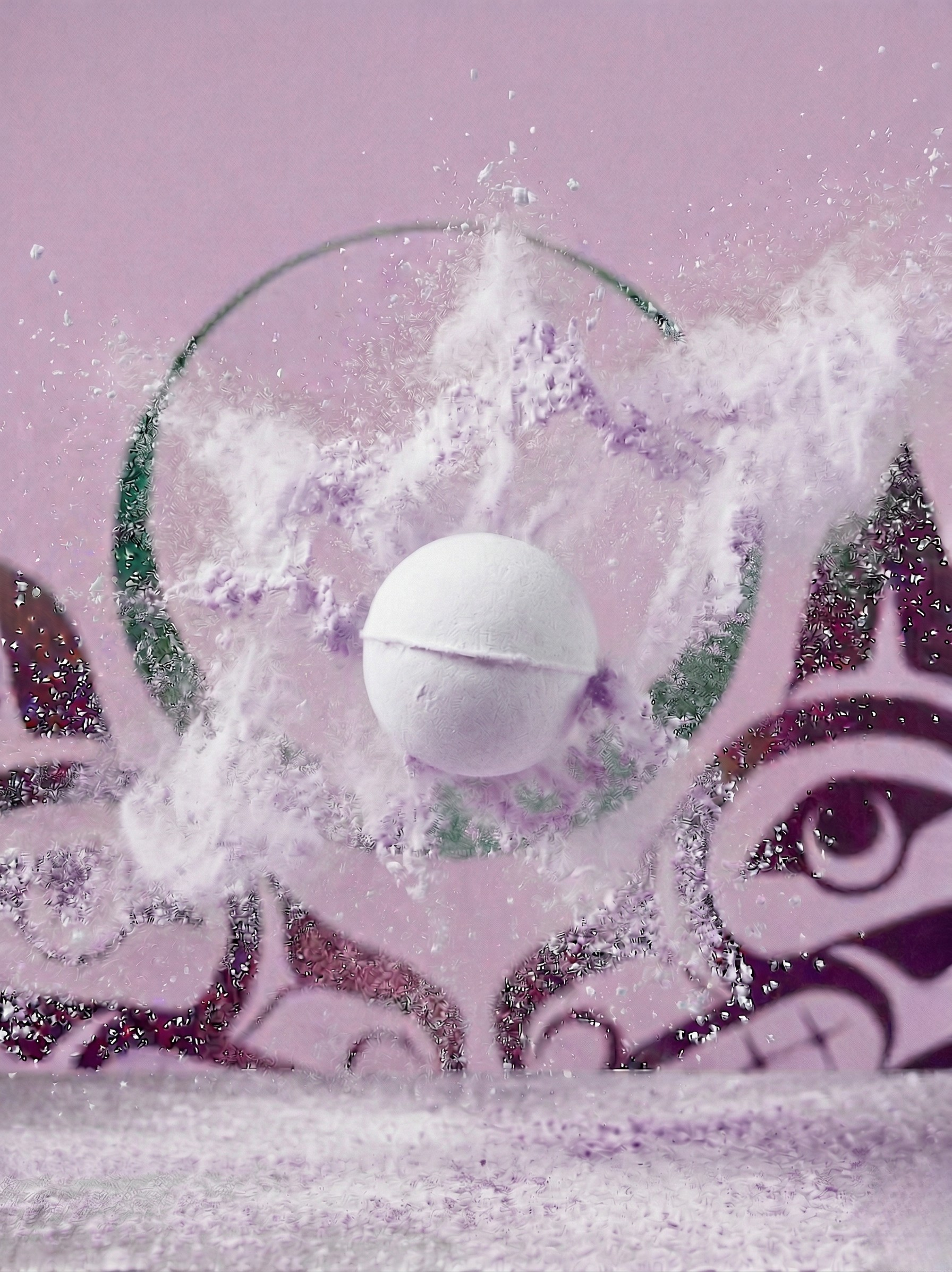 light purple/blue bomb in front of sisters sage logo
